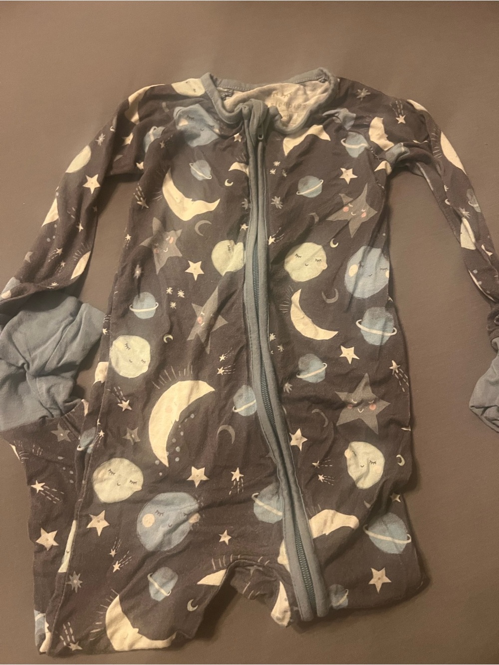 Little sleepies Moon & Stars Pajama footies - Gray/Blue